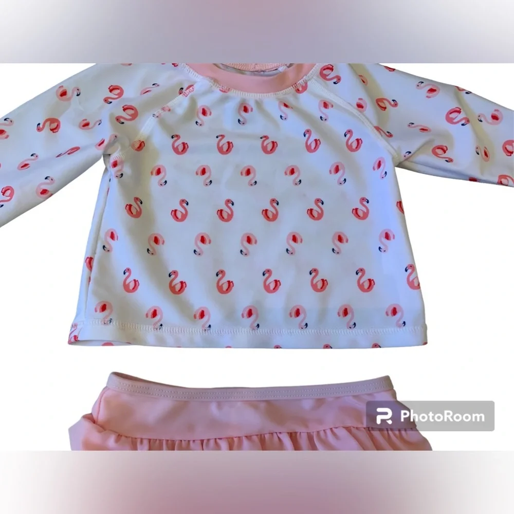 First Impressions Flamingo Swimsuit-12 Months-Swim Shirt Pink Ruffled Bottoms
